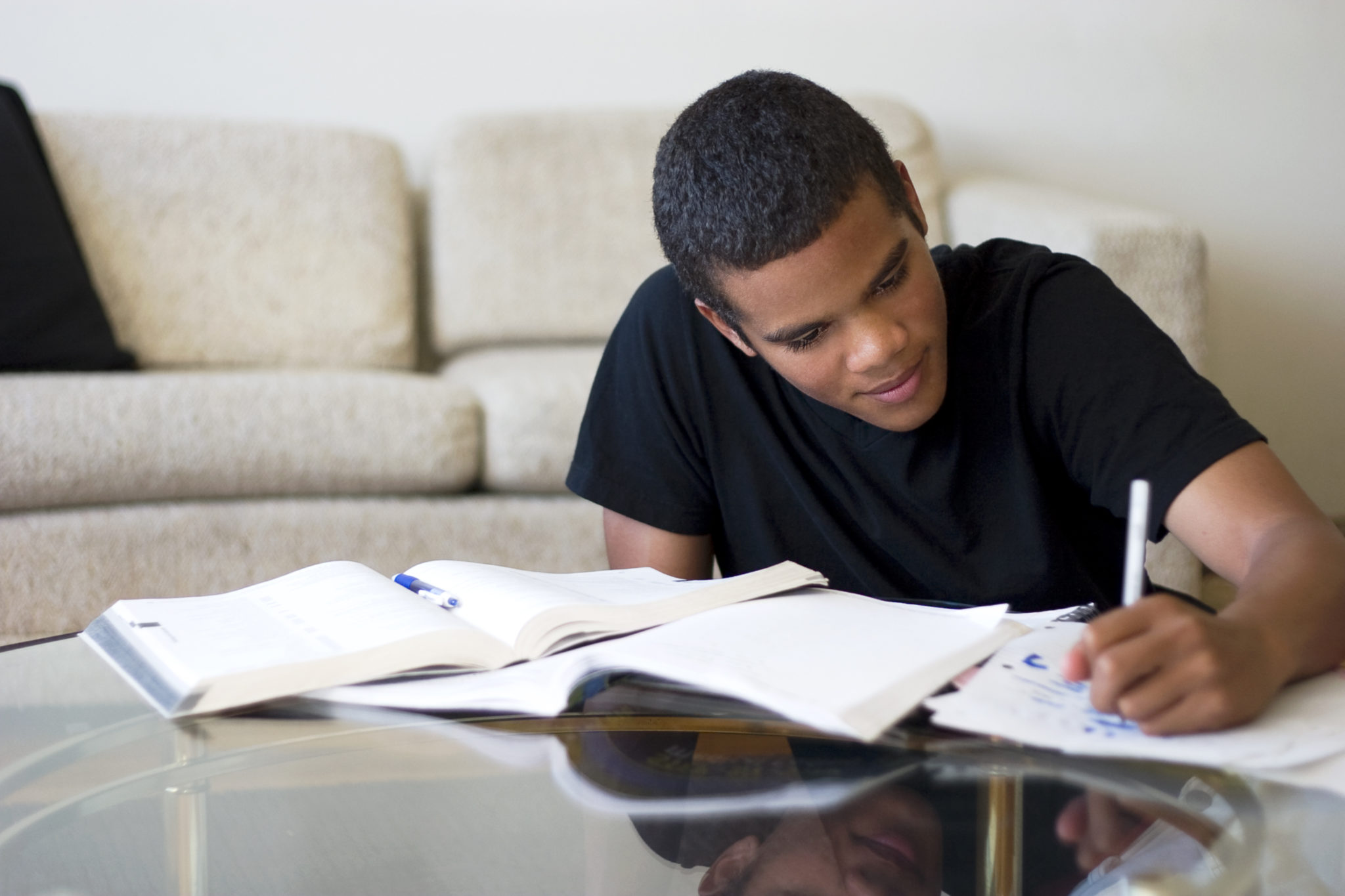 Teen doing homework